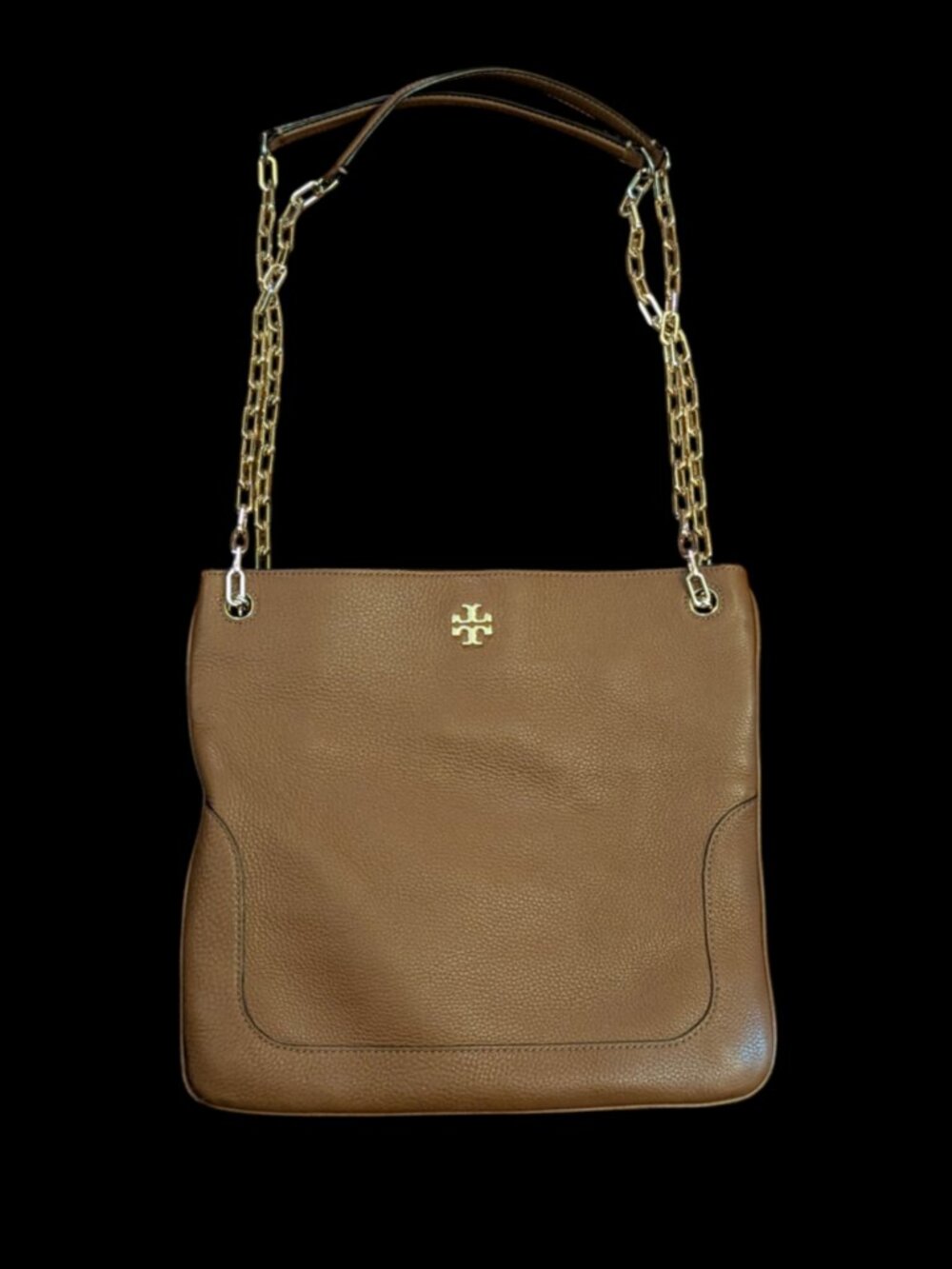 Tory Burch Marsden Swing Pack Light Brown Leather Shoulder Bag Gold Hardware